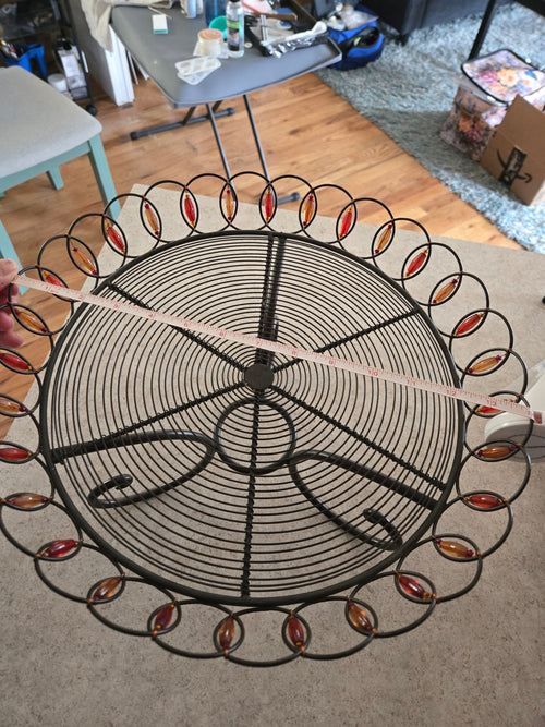 Decorative metal wire decor with amber beads