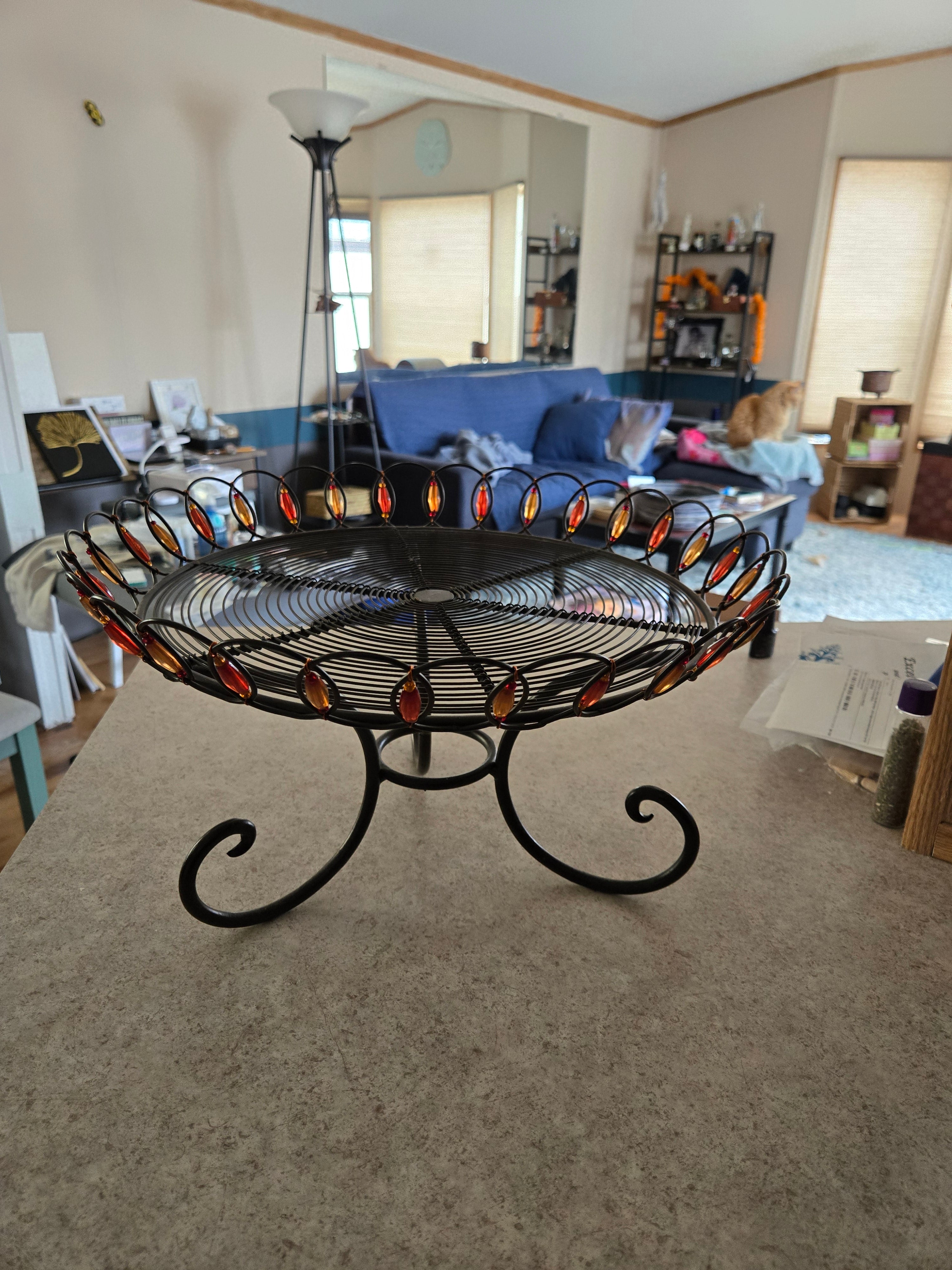 Decorative metal wire decor with amber beads